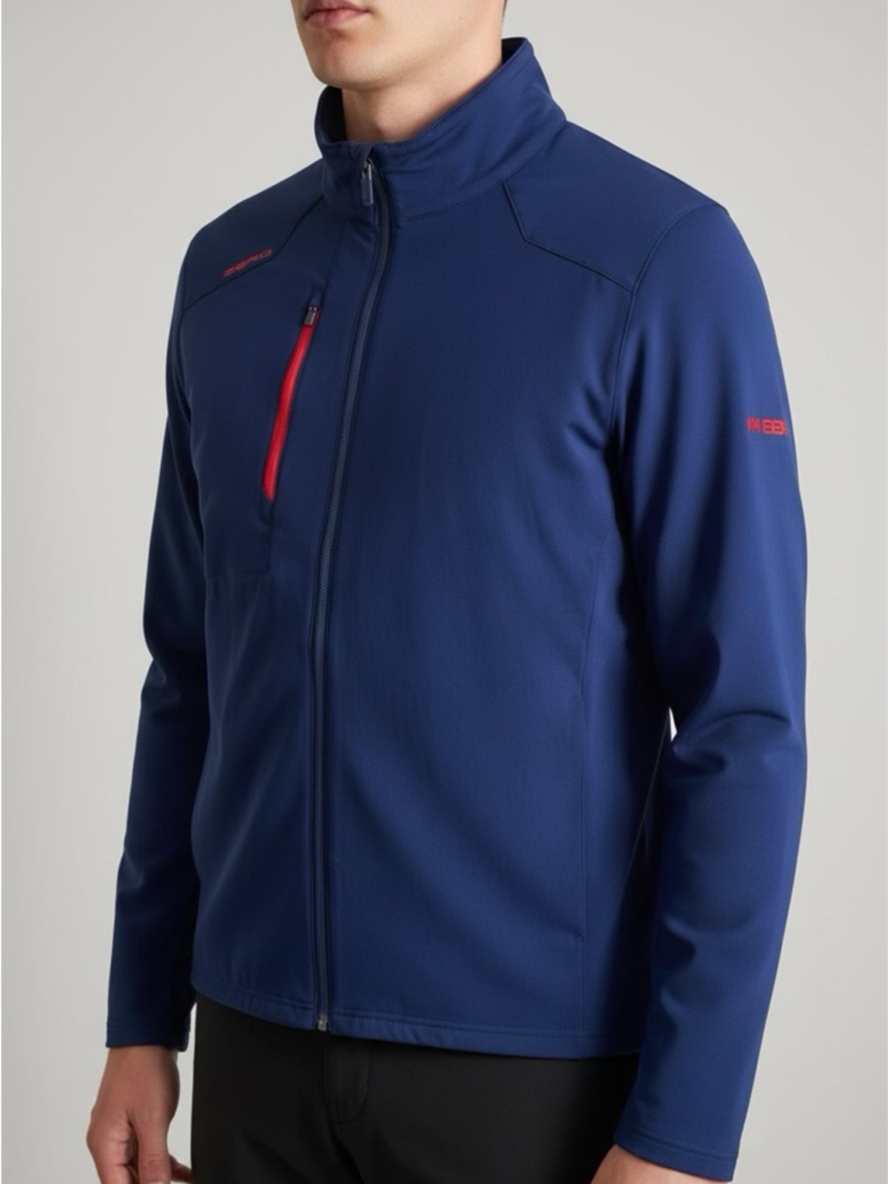 Men's Navy Lightweight Jacket with Red Zip Accent